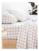 Grid Boysenberry Flannelette Sheet Set by Bambury