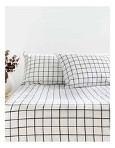 Grid Black Flannelette Fitted Sheet Set by Bambury