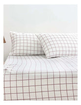 Grid Boysenberry Flannelette Fitted Sheet Set by Bambury