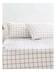 Grid Boysenberry Flannelette Fitted Sheet Set by Bambury