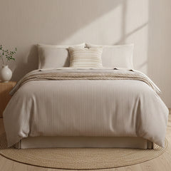 175 GSM Egyptian Cotton Flannelette Quilt Cover Set Vintage Stripe by Park Avenue