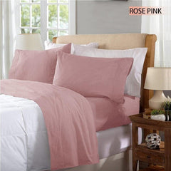 100% Egyptian Cotton Rose Pink Flannelette Sheet Set