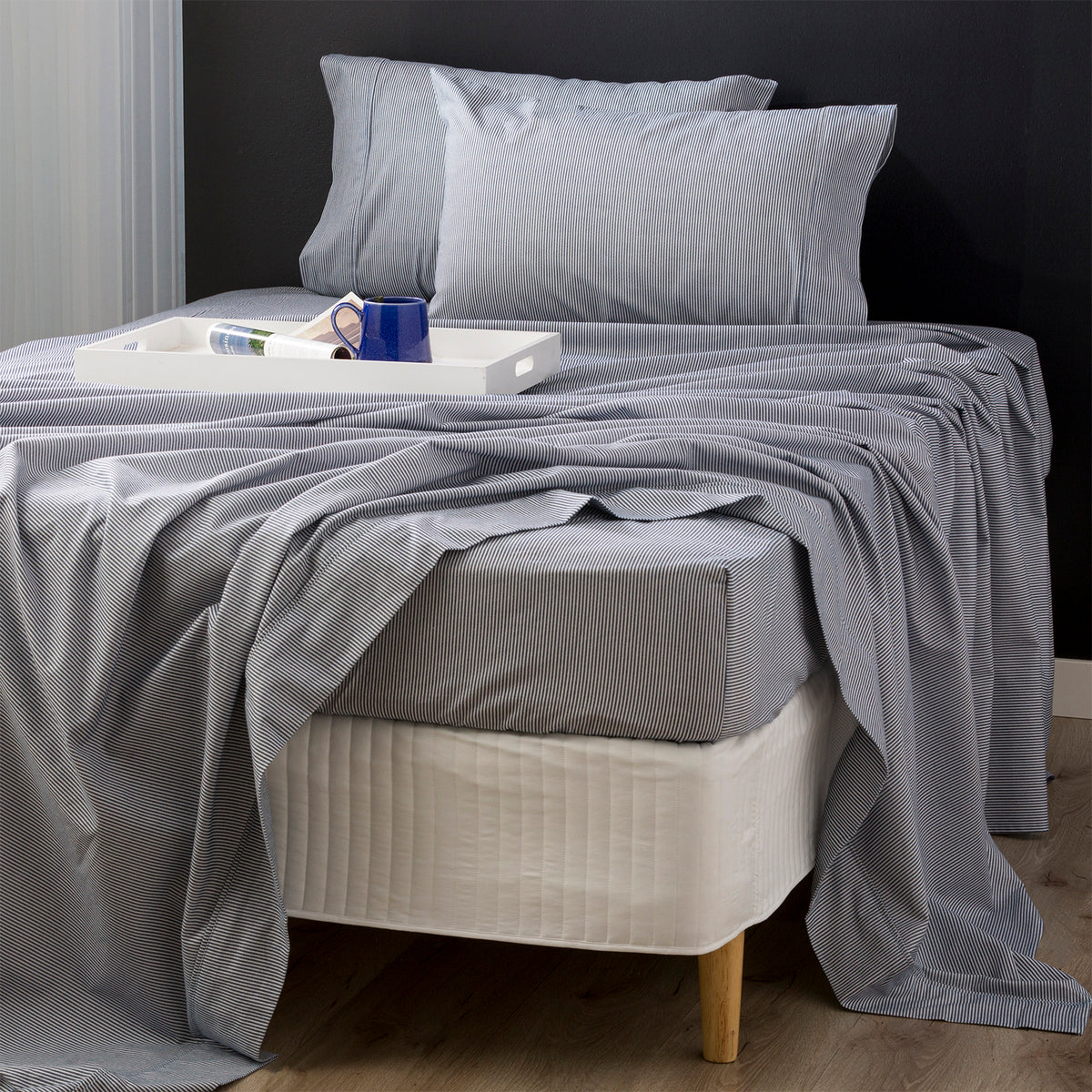175 GSM Egyptian Cotton Flannelette Sheet Set Striped by Park Avenue