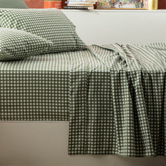 175 GSM Egyptian Cotton Flannelette Sheet Set Gingham by Park Avenue