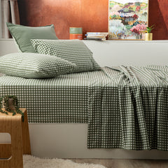 175 GSM Egyptian Cotton Flannelette Sheet Set Gingham by Park Avenue