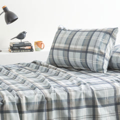 175 GSM Egyptian Cotton Flannelette Sheet Set Heathered Plaid by Park Avenue