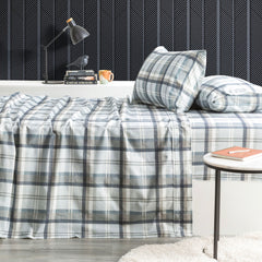 175 GSM Egyptian Cotton Flannelette Sheet Set Heathered Plaid by Park Avenue