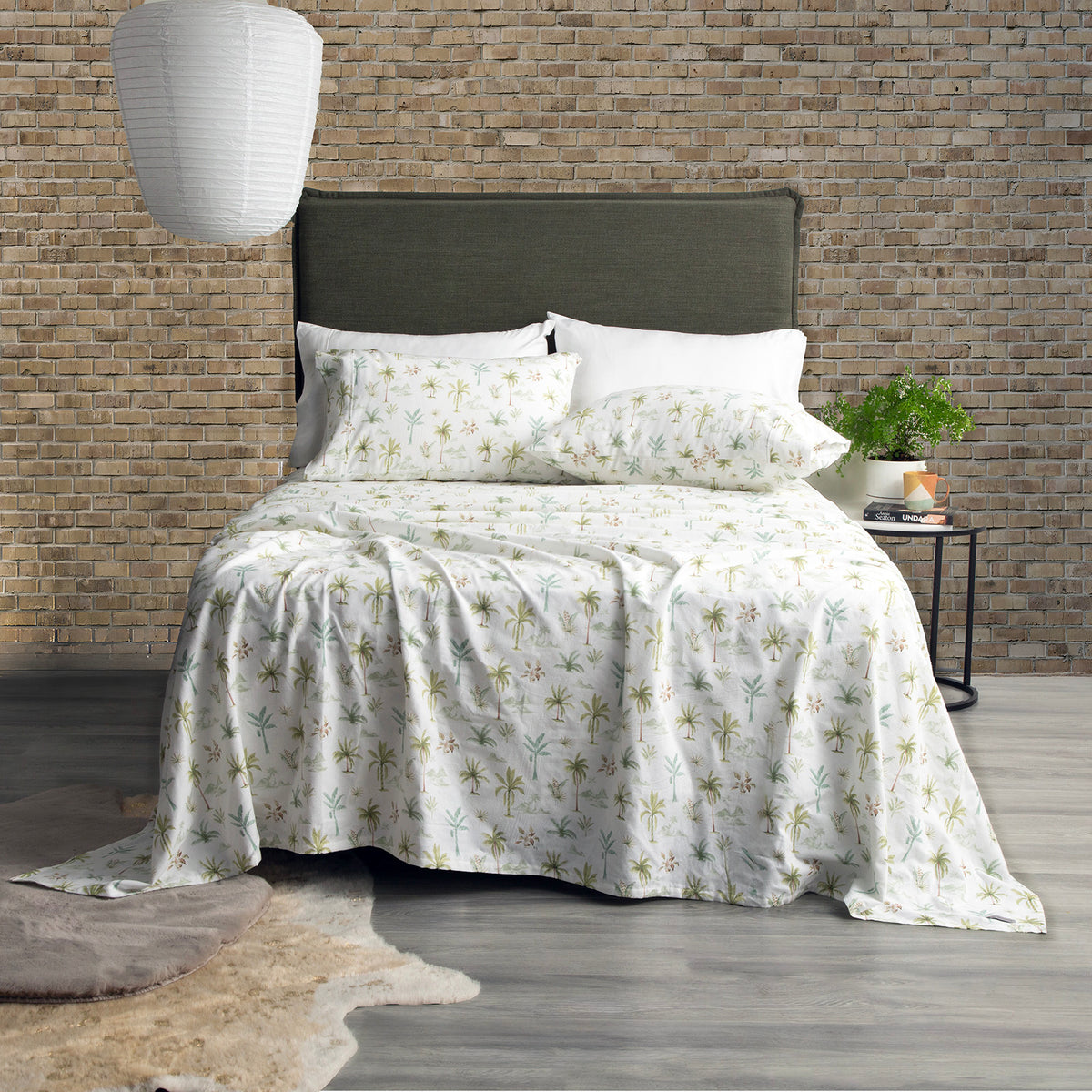 175 GSM Egyptian Cotton Flannelette Sheet Sets Capri Palm by Park Avenue