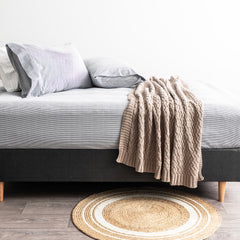 175 GSM Egyptian Cotton Flannelette Fitted and Pillow Case Set Striped by Park Avenue