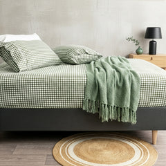 175 GSM Egyptian Cotton Flannelette Fitted and Pillow Case Set Gingham by Park Avenue