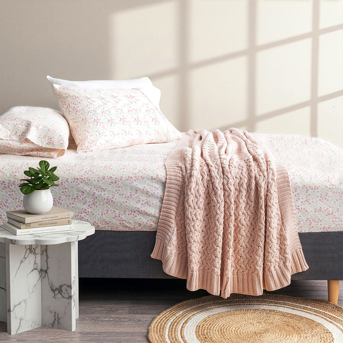 175 GSM Egyptian Cotton Flannelette Fitted and Pillow Case Set Bloomsbury by Park Avenue