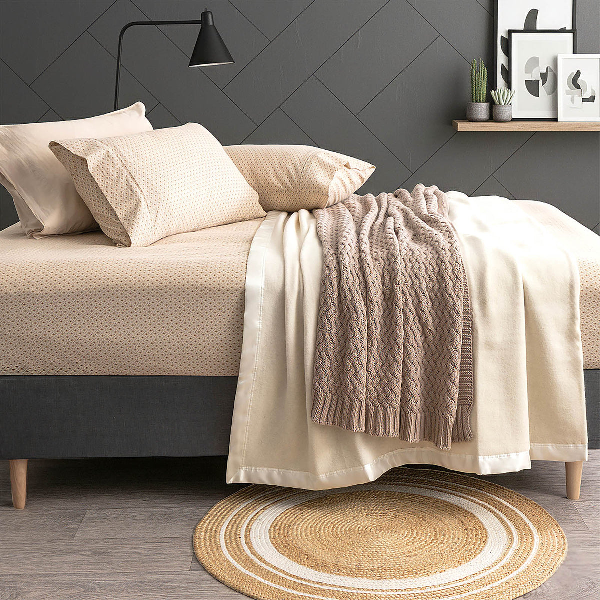 175 GSM Egyptian Cotton Flannelette Fitted and Pillow Case Set Diamond by Park Avenue