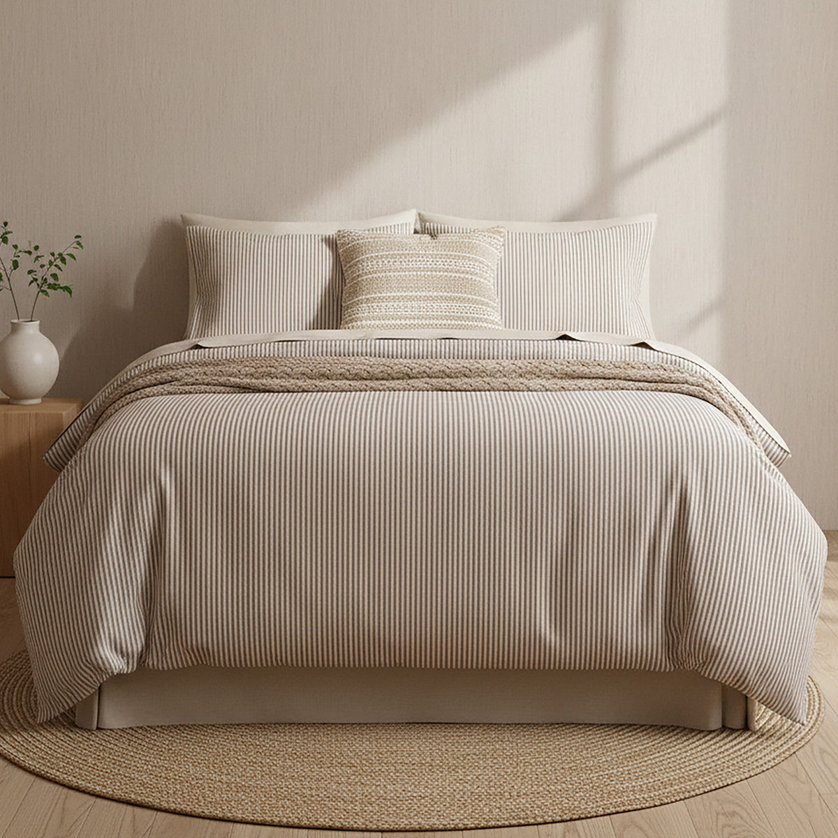 175 GSM Egyptian Cotton Flannelette Quilt Cover Set Vintage Stripe by Park Avenue