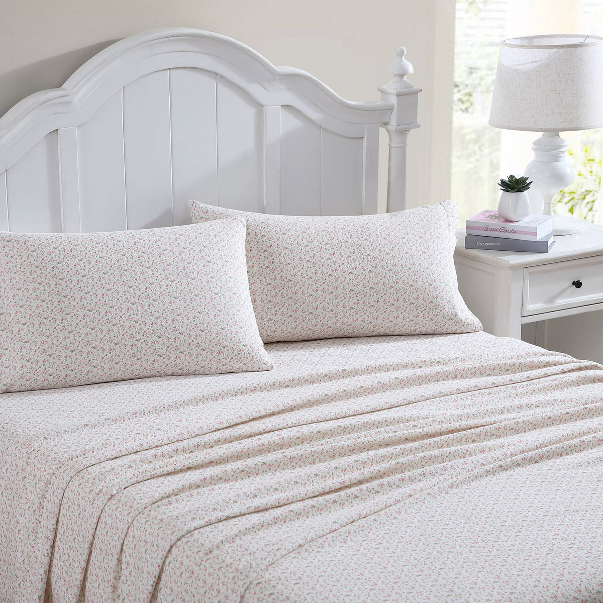 Evie Soft Pink Cotton Flannelette Sheet Set by Laura Ashley