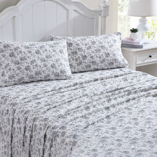 Faye Toile Black Cotton Flannelette Sheet Set by Laura Ashley