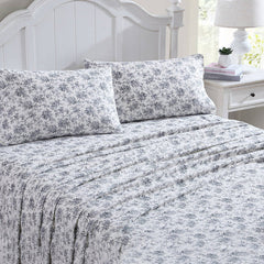 Faye Toile Black Cotton Flannelette Sheet Set by Laura Ashley