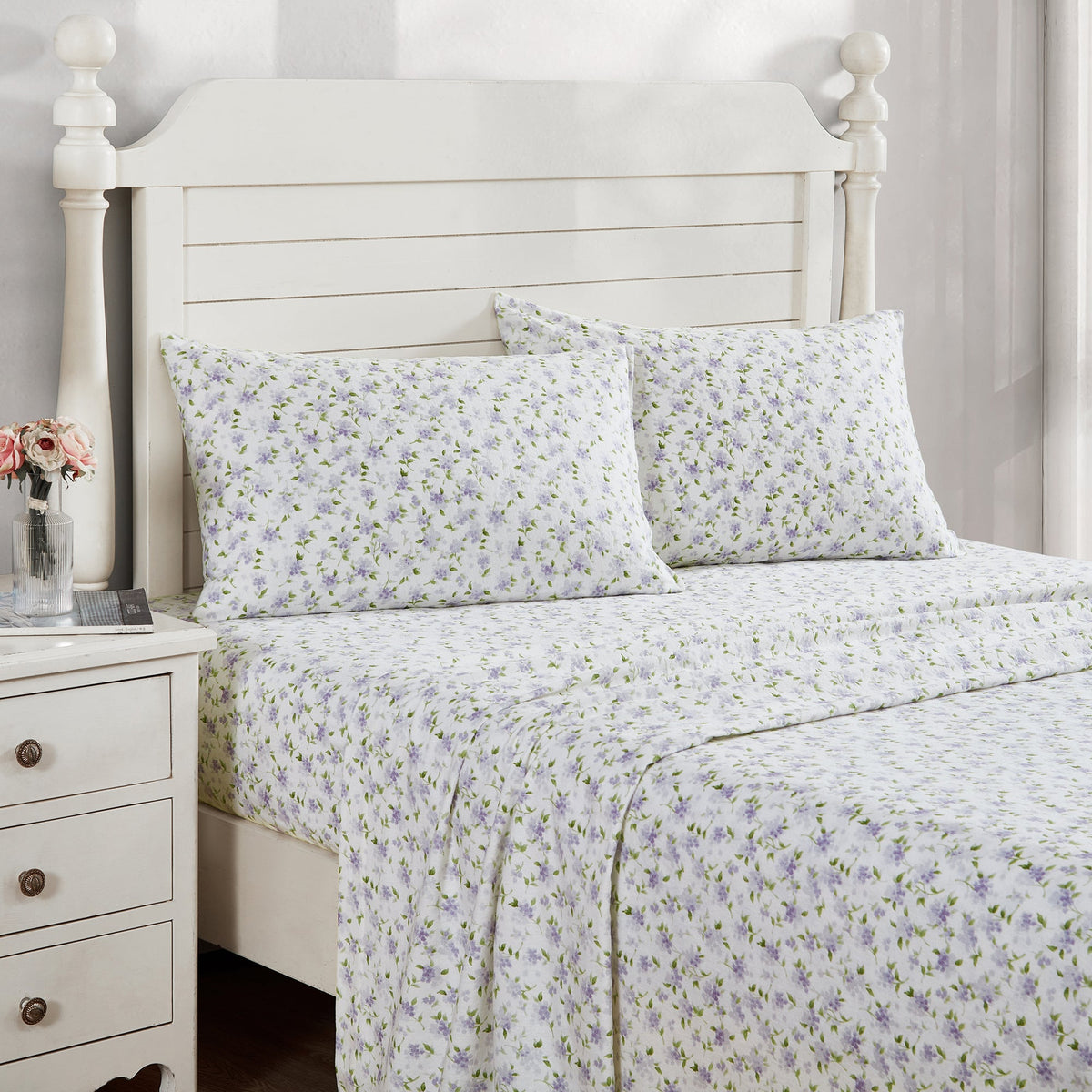 Virginia Heather Printed Flannelette Cotton Sheet Set by Laura Ashley