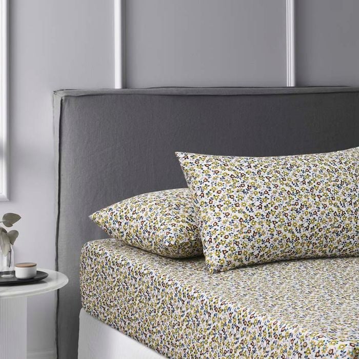 Lisa Teal Printed Cotton Fitted Sheet Set by Accessorize