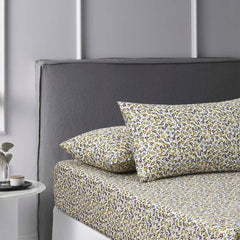 Lisa Teal Printed Cotton Fitted Sheet Set by Accessorize