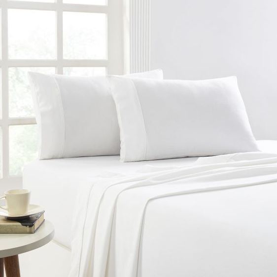 Fletcher King Single Flannelette Cotton Sheet Set by Bianca-White