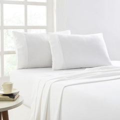 Fletcher King Single Flannelette Cotton Sheet Set by Bianca-White