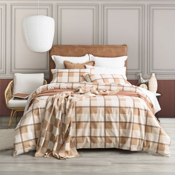 175 GSM Egyptian Cotton Flannelette Quilt Cover Sets by Park Avenue Twill Checks